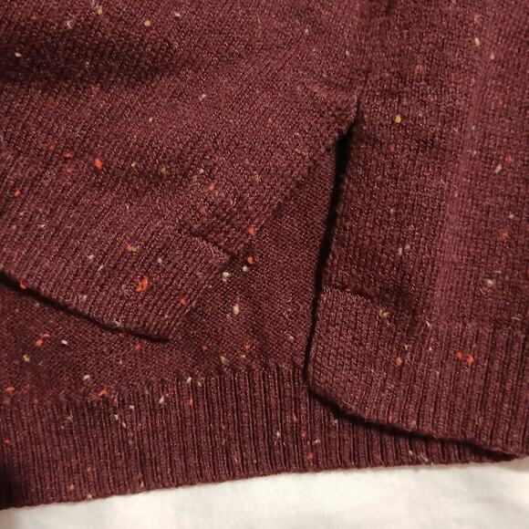 Talbots Med Maroon Multicolor Flecked V-Neck Sweater Cotton Blend Lightweight - Picture 7 of 16